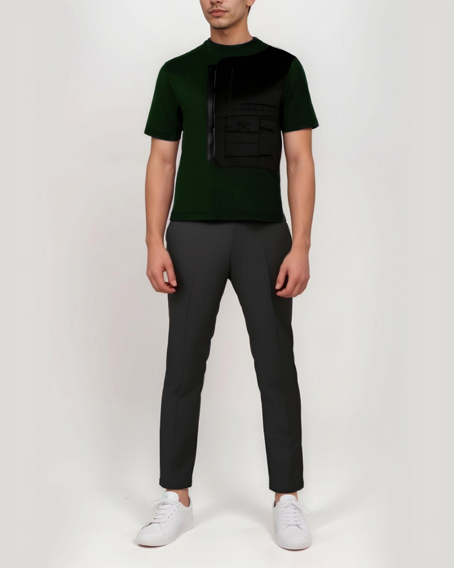 Olive cargo T-shirt | Removeable vest