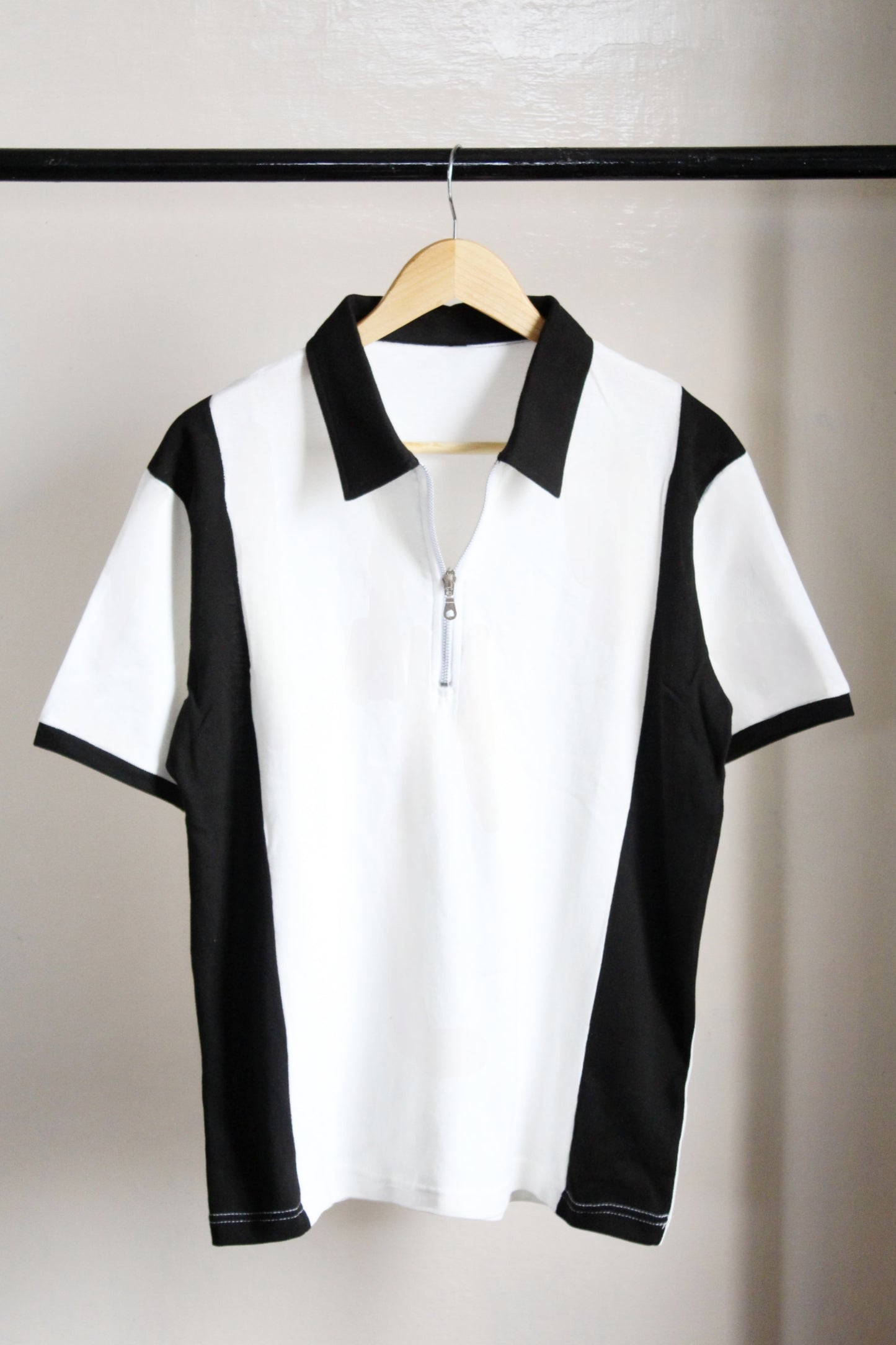 Black Stripe Zipper Polo