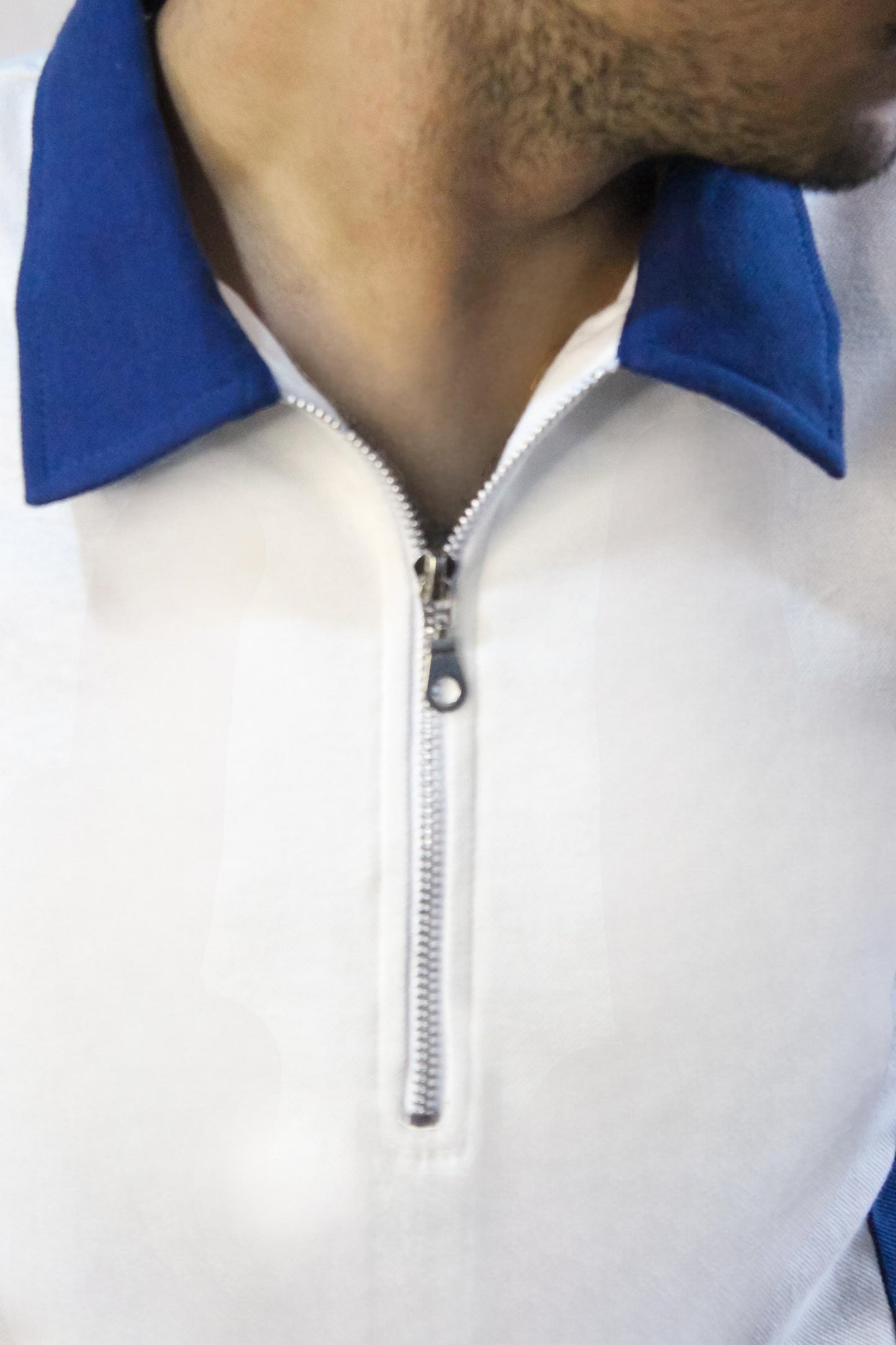 Zinc Blue Striped Zipper Polo